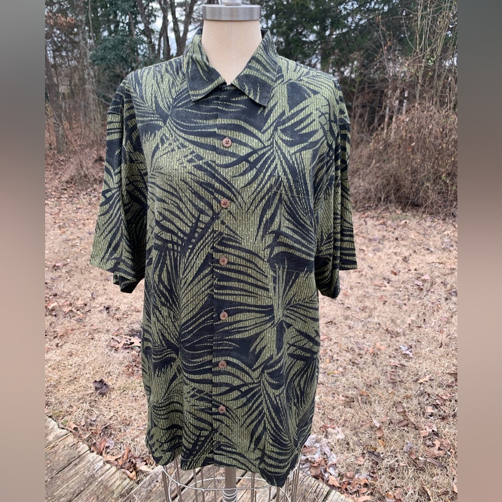 Silk Palm Leaf Hawaiian Button-Up Shirt - Picture 12 of 16